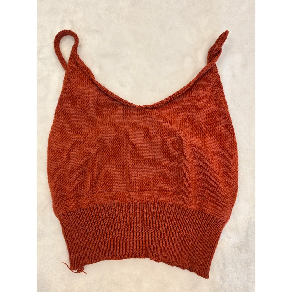 Bec & Bridge Rust Orange Knit V-Neck Crop Camisole Top Size M